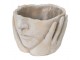 Béžový cementový květináč hlava ženy v dlaních S - 17*17*11 cm Clayre & Eef
