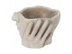 Béžový cementový květináč hlava ženy v dlaních S - 17*17*11 cm Clayre & Eef