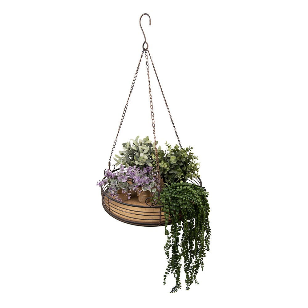 Kovová kulatá závěsná polička na květiny - Ø 41*70 cm Clayre & Eef Kovová kulatá závěsná polička na květiny - Ø 41*70 cm Clayre & Eef