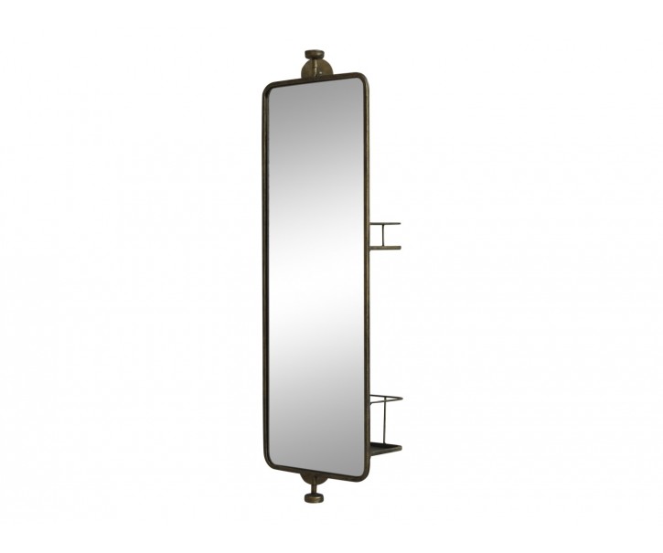 Bronzové antik otočné nástěnné zrcadlo s dvěma poličkami - 25*17*80 cm Chic Antique
