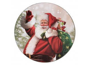Plastový vánoční kulatý podnos/talíř Santa - Ø 33*1 cm