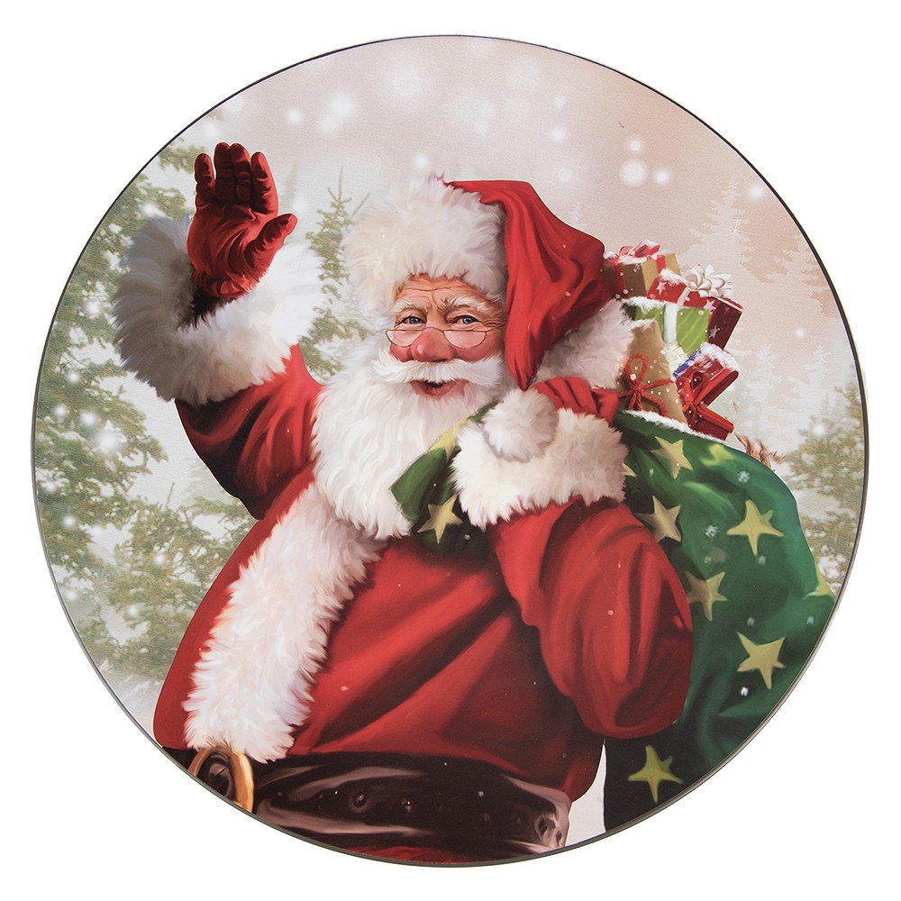 Plastový vánoční kulatý podnos/talíř Santa - Ø 33*1 cm Clayre & Eef Plastový vánoční kulatý podnos/talíř Santa - Ø 33*1 cm Clayre & Eef