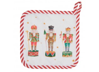 Bílo-červená chňapka - podložka s louskáčky Happy Little Christmas - 20*20 cm