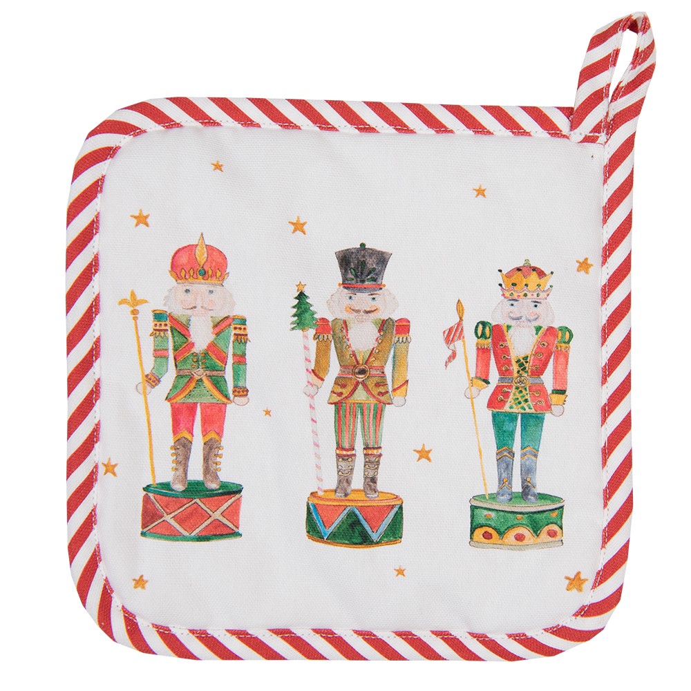 Bílo-červená dětská chňapka s louskáčky Happy Little Christmas - 16*16 cm