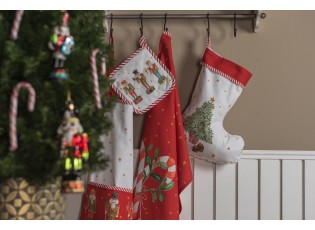 Bílá bavlněná kulatá utěrka s louskáčky Happy Little Christmas - Ø 80 cm