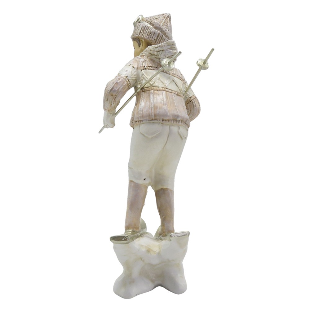Dekorace socha chlapec v růžovém svetru na lyžích - 12*8*19 cm Clayre & Eef Dekorace socha chlapec v růžovém svetru na lyžích - 12*8*19 cm Clayre & Eef