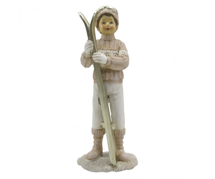 Zimní dekorace dítě s lyžemi - 9*7*21 cm Clayre & Eef