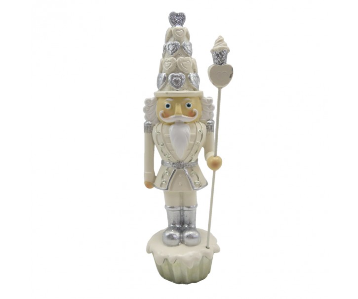 Béžová dekorace socha Louskáček s muffinky - 5*5*16 cm Clayre & Eef