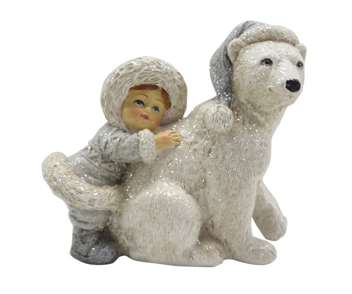 Dekorace děvče objímající medvěda - 11*6*11 cm Clayre & Eef