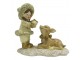 Béžovo-zlatá antik dekorace děvče se srnečkou - 12*6*12 cm Clayre & Eef