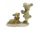 Béžovo-zlatá antik dekorace děvče se srnečkou - 12*6*12 cm Clayre & Eef