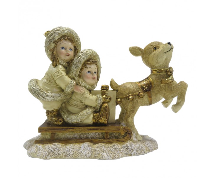 Dekorativní soška děti na sáňkách - 16*7*12 cm Clayre & Eef
