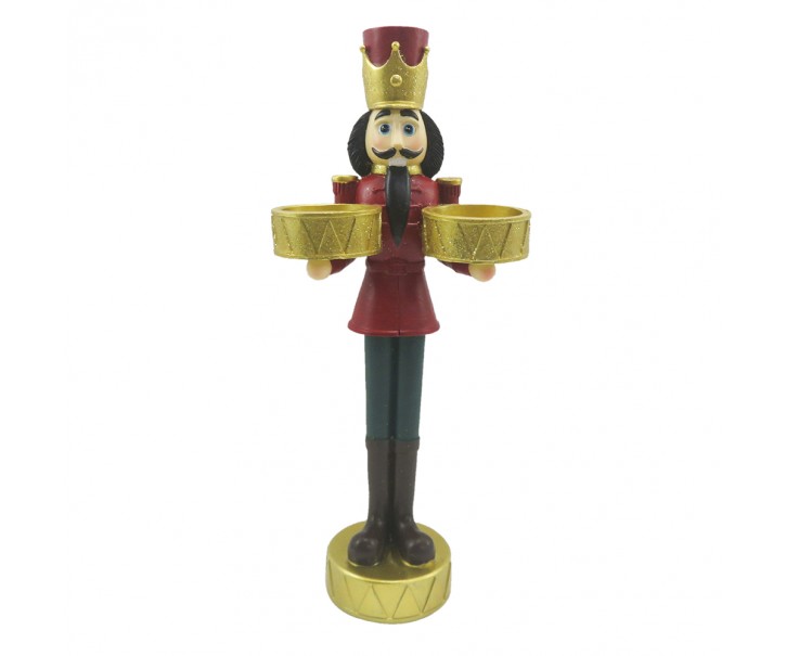 Vánoční dekorace socha Louskáček s podnosy - 12*8*28 cm Clayre & Eef