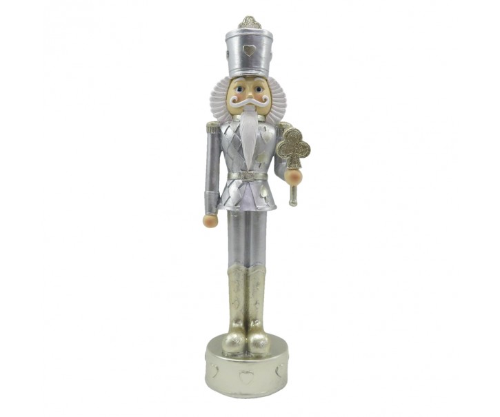 Vánoční stříbrná dekorace Louskáček - 6*6*24 cm Clayre & Eef