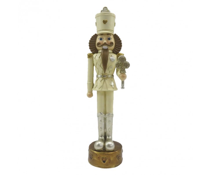 Béžová vánoční dekorace soška Louskáček - 6*6*24 cm Clayre & Eef