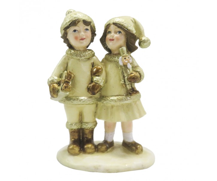 Vánoční dekorace soška dětí s louskáčkem - 10*6*15 cm Clayre & Eef