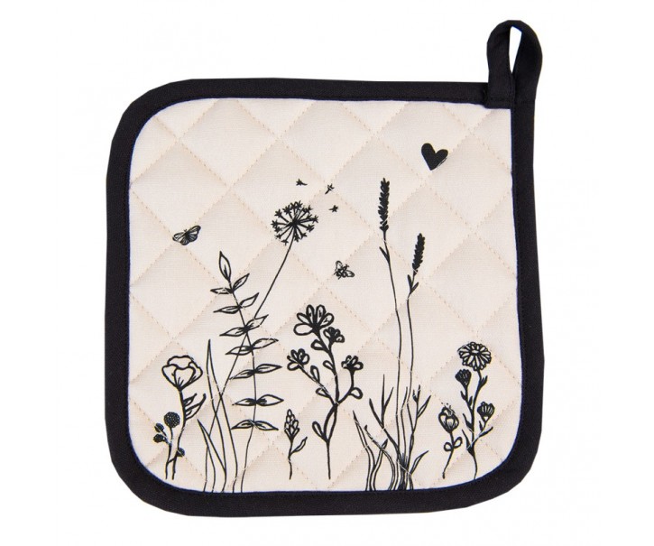 Béžová chňapka - podložka s květinami Flora And Fauna - 20*20 cm Clayre & Eef