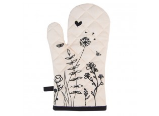 Béžová bavlněná chňapka s květinami Flora And Fauna - 18*30 cm