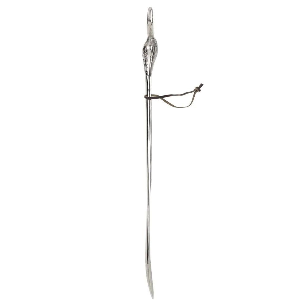 Stříbrná kovová obouvací lžíce s lebkou býka - 12*4*55 cm Mars & More Stříbrná kovová obouvací lžíce s lebkou býka - 12*4*55 cm Mars & More