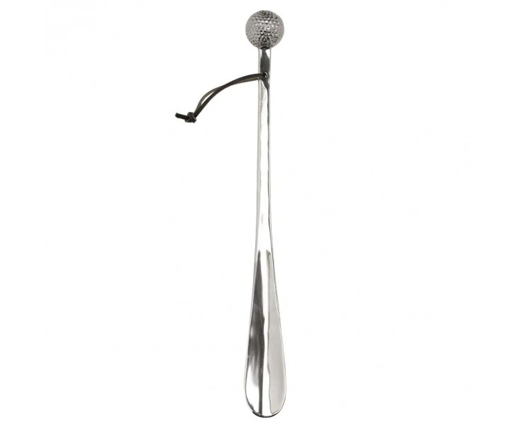 Stříbrná kovová obouvací lžíce s golfovým míčkem - 5*4*48 cm Mars & More 