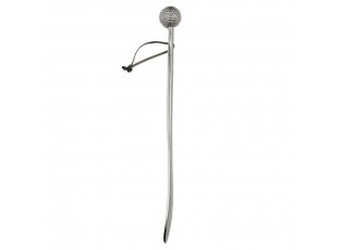 Stříbrná kovová obouvací lžíce s golfovým míčkem - 5*4*48 cm
