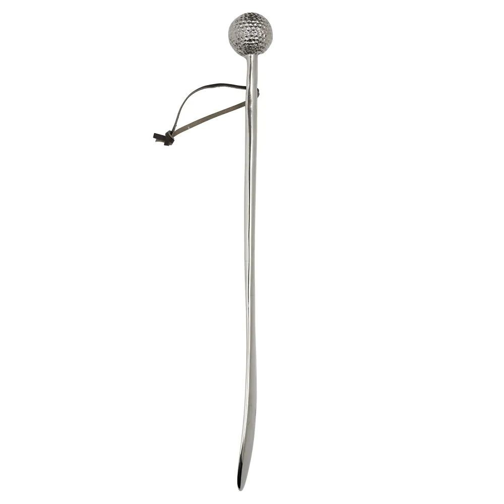 Stříbrná kovová obouvací lžíce s golfovým míčkem - 5*4*48 cm Mars & More Stříbrná kovová obouvací lžíce s golfovým míčkem - 5*4*48 cm Mars & More