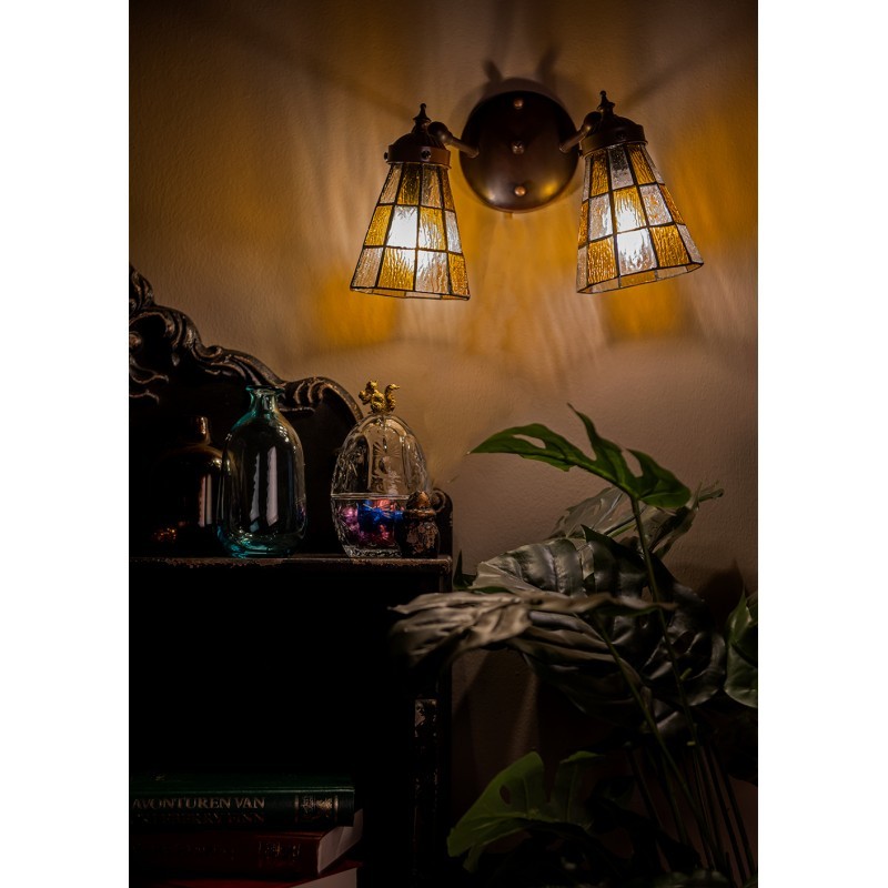 Nástěnná lampa Tiffany Chessboa - 30*23*23 cm E14/max 2*25W Clayre & Eef Nástěnná lampa Tiffany Chessboa - 30*23*23 cm E14/max 2*25W Clayre & Eef