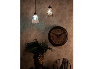 Závěsná Tiffany lampa modré detaily BlueRhom - Ø 15*115 cm E14/max 1*25W