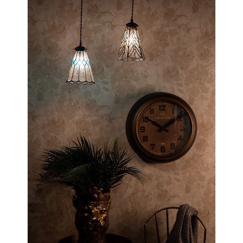Závěsná Tiffany lampa modré detaily BlueRhom - Ø 15*115 cm E14/max 1*25W Clayre & Eef Závěsná Tiffany lampa modré detaily BlueRhom - Ø 15*115 cm E14/max 1*25W Clayre & Eef