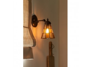 Závěsná Tiffany lampa se žlutými detaily Chessboa - 17*12*23 cm E14/max 1*40W