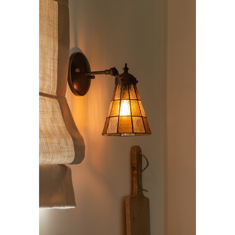 Závěsná Tiffany lampa se žlutými detaily Chessboa - 17*12*23 cm E14/max 1*40W Clayre & Eef Závěsná Tiffany lampa se žlutými detaily Chessboa - 17*12*23 cm E14/max 1*40W Clayre & Eef