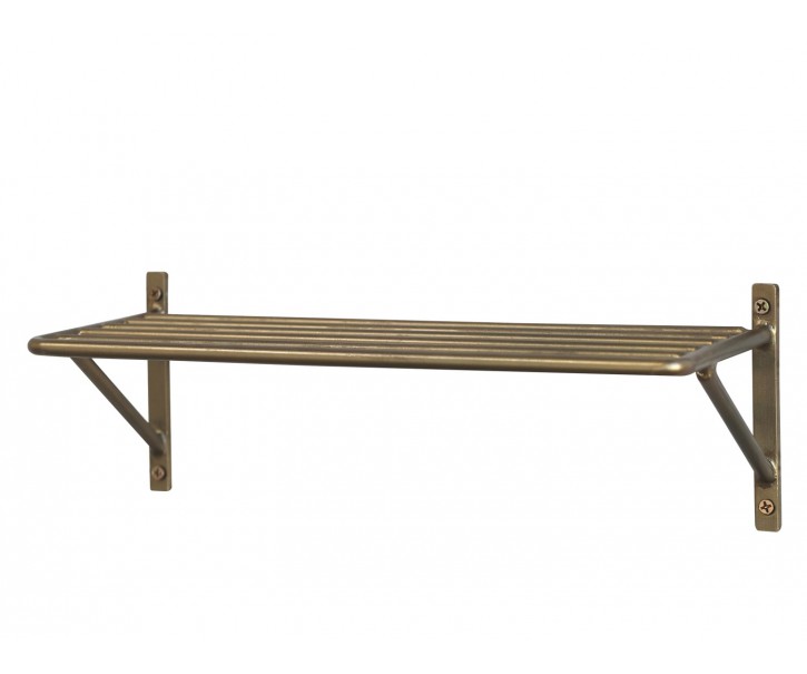 Bronzová antik nástěnná kovová polička Simon - 32*13*11cm Chic Antique