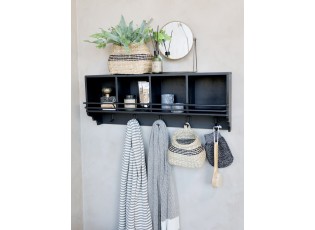 Černá antik nástěnná kovová polička s háčky Datione - 80*22*31cm
