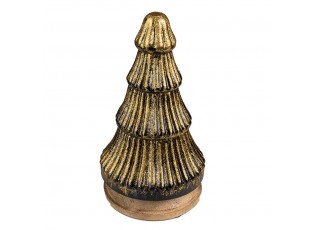 Zlatý dekorační skleněný stromek na dřevěném podstavci - Ø 13*24 cm