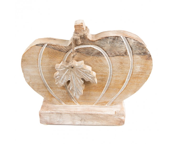 Hnědá dřevěná dekorace Dýně na podstavci - 29*6*22 cm Clayre & Eef