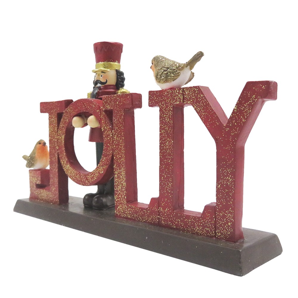 Vánoční dekorace socha Louskáček s nápisem Jolly - 18*4*11 cm Clayre & Eef Vánoční dekorace socha Louskáček s nápisem Jolly - 18*4*11 cm Clayre & Eef