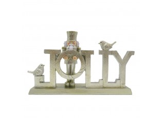 Zlatá vánoční dekorace s Louskáčkem a ptáčky Jolly - 18*4*11 cm