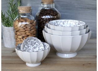 Set 5ks mocca porcelánová miska s ornamenty uvnitř Arés - Ø15*9 cm