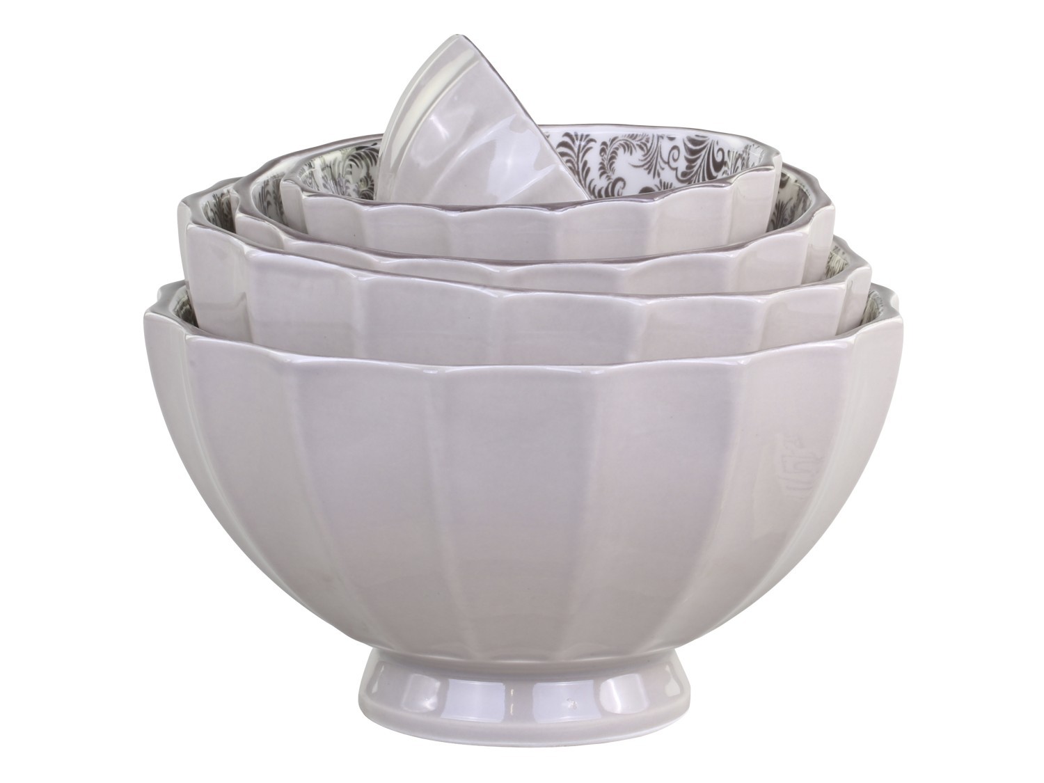 Set 5ks mocca porcelánová miska s ornamenty uvnitř Arés - Ø15*9 cm Chic Antique Set 5ks mocca porcelánová miska s ornamenty uvnitř Arés - Ø15*9 cm Chic Antique