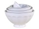 Set 5ks bílá porcelánová miska se šedými ornamenty uvnitř Arés - Ø15*9 cm Chic Antique