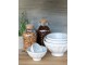 Set 5ks bílá porcelánová miska se šedými ornamenty uvnitř Arés - Ø15*9 cm Chic Antique