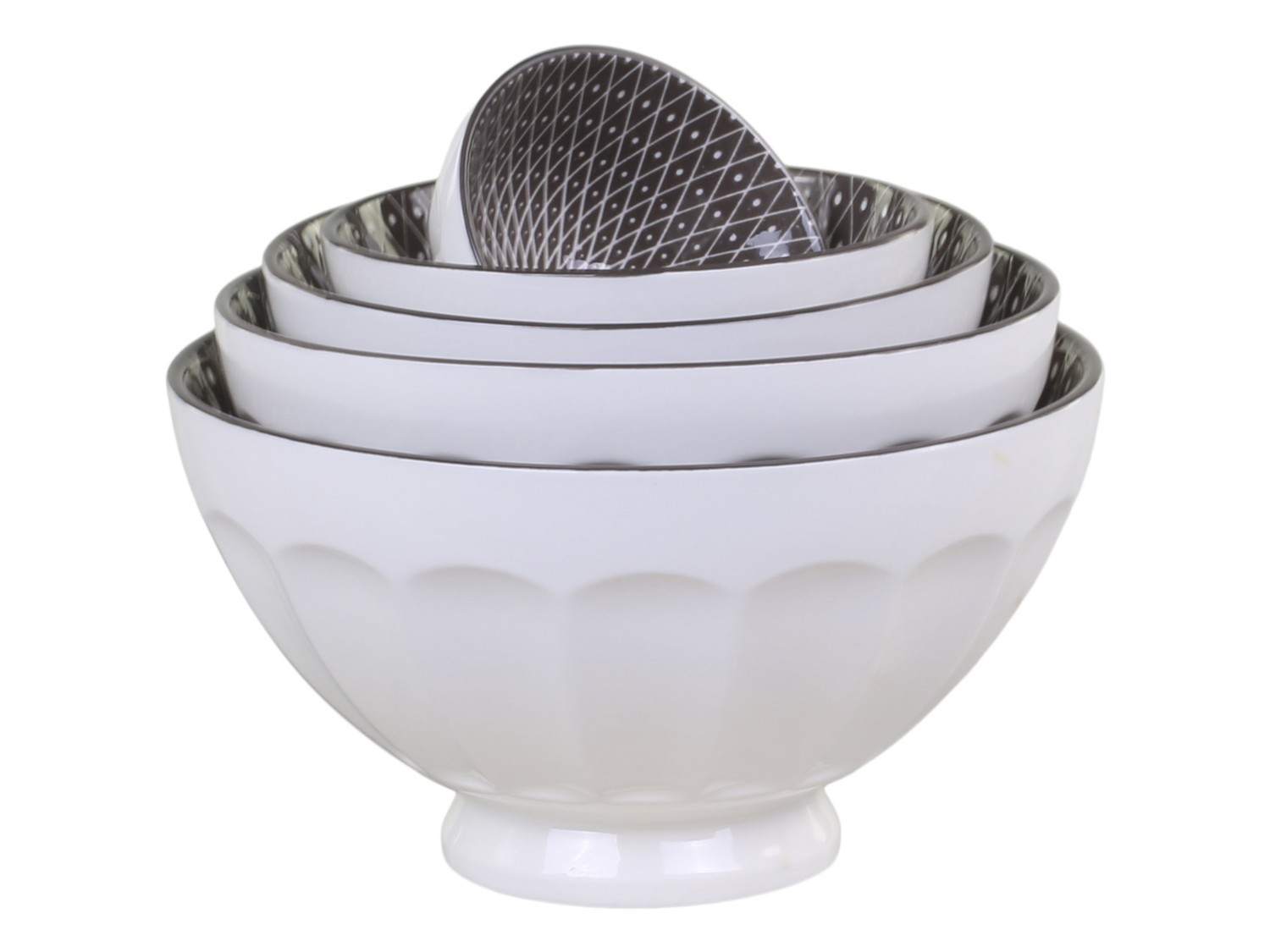 Set 5ks bílá porcelánová miska s černými detaily uvnitř Arés - Ø15*9 cm Chic Antique Set 5ks bílá porcelánová miska s černými detaily uvnitř Arés - Ø15*9 cm Chic Antique