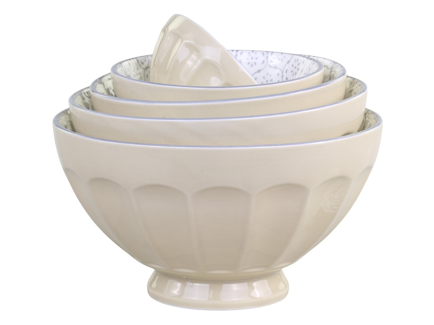 Set 5ks latté porcelánová miska s květy uvnitř Arés - Ø15*9 cm Chic Antique Set 5ks latté porcelánová miska s květy uvnitř Arés - Ø15*9 cm Chic Antique