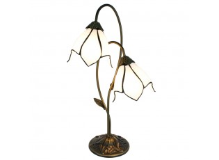 Bílá stolní lampa Tiffany Folwia White - 35*18*61 cm E14/max 2*25W