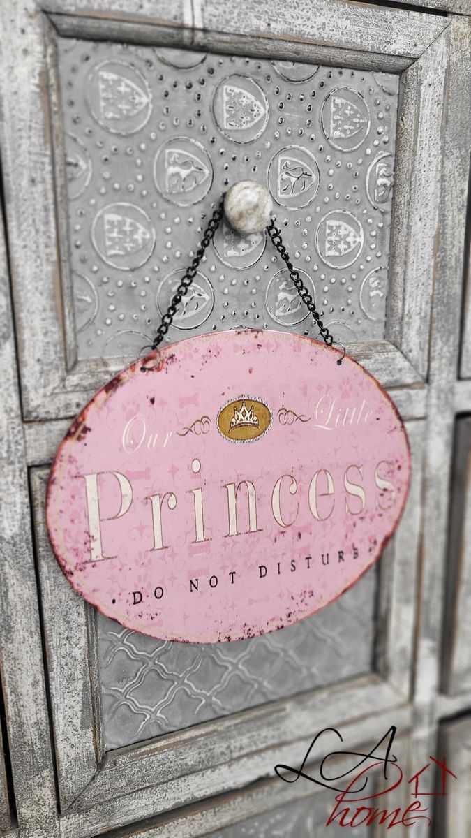 Růžová závěsná kovová cedule s řetízkem Princess - 25*20 cm Ostatní Růžová závěsná kovová cedule s řetízkem Princess - 25*20 cm Ostatní