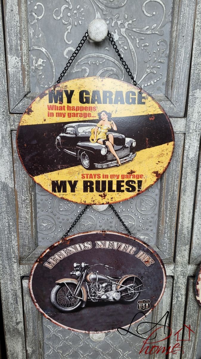 Závěsná žlutá kovová cedule My Garage My Rules - 25*20 cm Ostatní Závěsná žlutá kovová cedule My Garage My Rules - 25*20 cm Ostatní