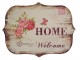 Nástěnná kovová cedule s růžemi Welcome Home - 33*25 cm Ostatn&iacute;