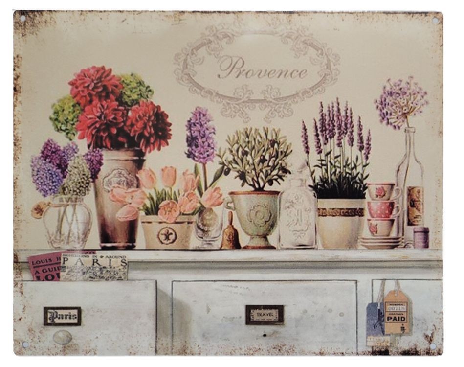 Béžová antik nástěnná kovová cedule Provence - 25*20 cm Ostatní Béžová antik nástěnná kovová cedule Provence - 25*20 cm Ostatní