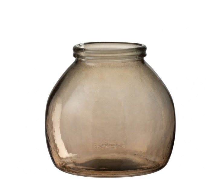 Skleněná světle hnědá váza baňka - Ø 21*20 cm J-Line by Jolipa