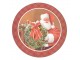 Červený károvaný plastový vánoční kulatý podnos/talíř Santa - Ø 33*1 cm Clayre & Eef